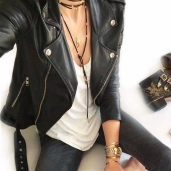 Jackets & Blazers - ✨LAST✨Faux Leather Zipper Moto Biker Jacket